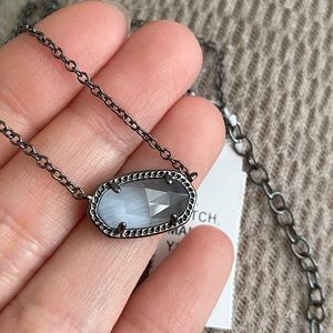 【NWT】Kendra Scott Elisa Pendant Necklace Gunmetal Cats Eye